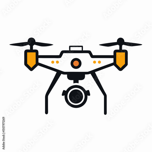 Flat drone-camera icon in vector style. Ideal for print-on-demand products and Camera Day content.