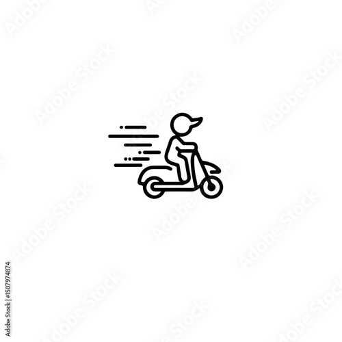 Person riding scooter swiftly, dynamic food delivery concept