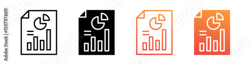 Reporting Multi Style Icon Set Vector 