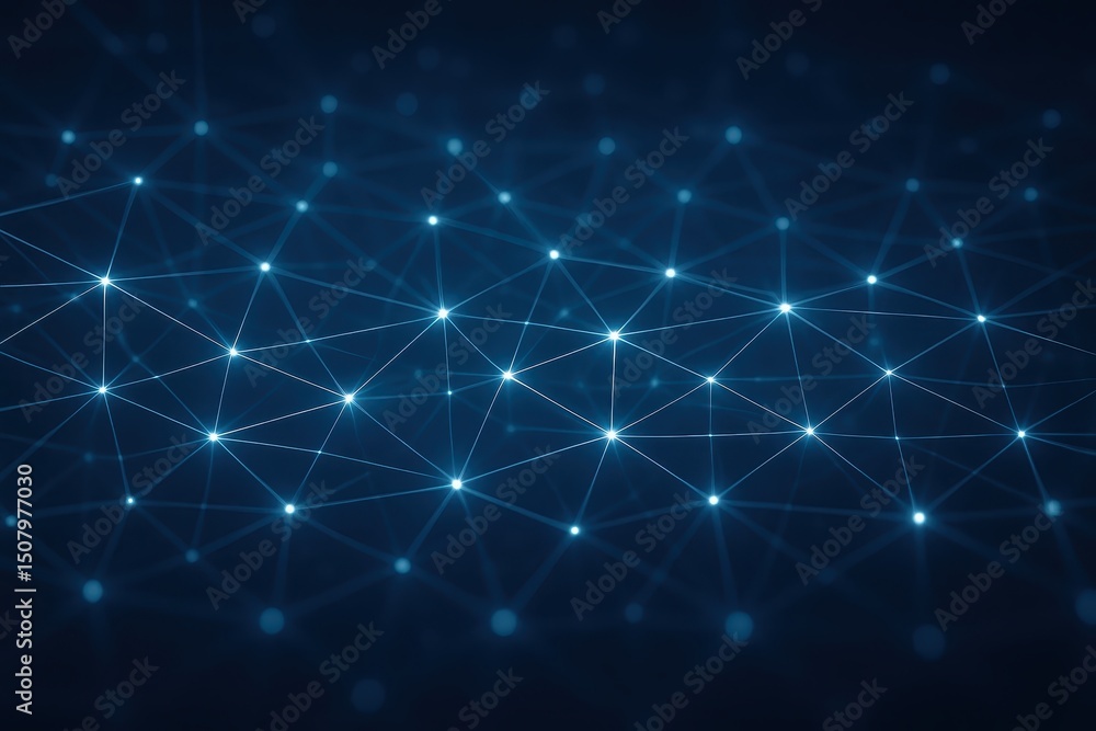 Abstract Digital Network Connection Glowing Blue Nodes and Lines on Dark Background Abstract Digital Network Connection Glowing Blue Nodes and Lines on Dark Background