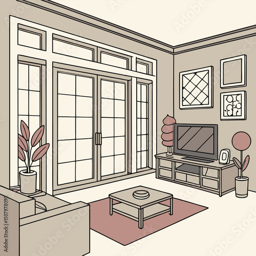 Home Interior Flat Scene