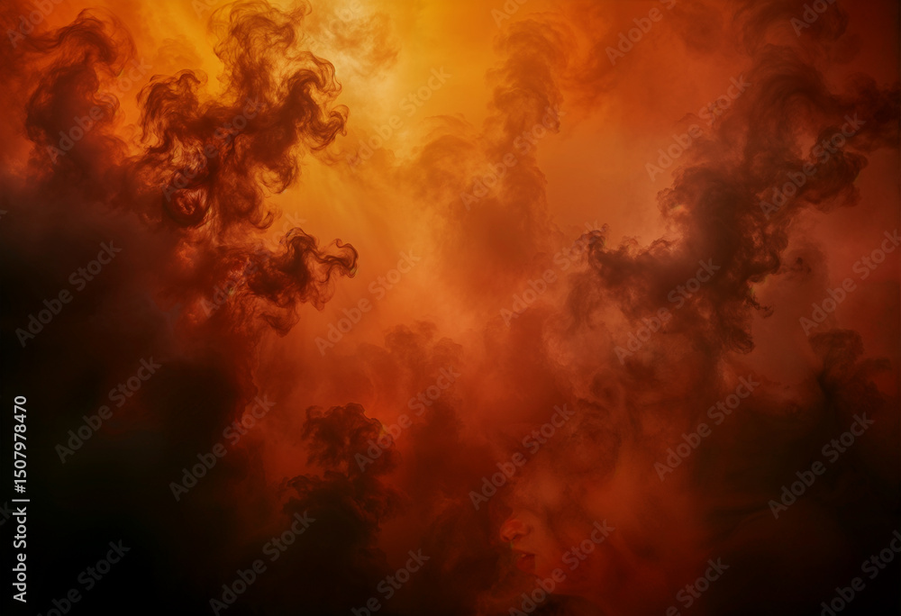 Naklejka premium AI generated background from orange smoke. Halloween background