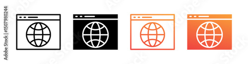 Website Multi Style Icon Set Vector 
