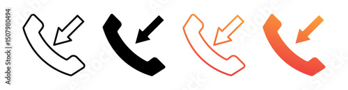 Incoming Call Multi Style Icon Set Vector 