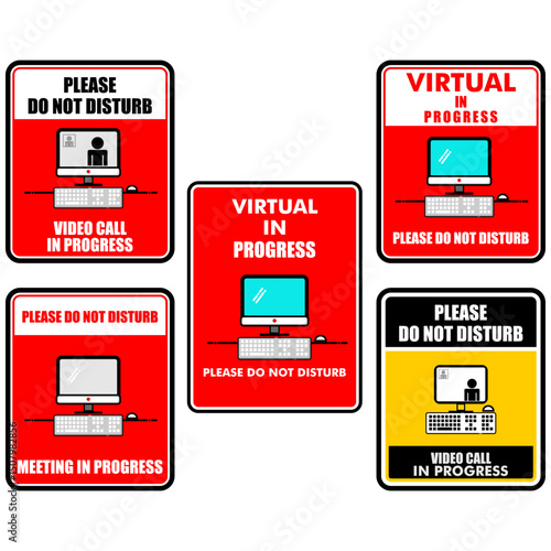 Virtual in progress, Please do not disturb, poster vector