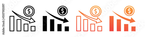Recession Multi Style Icon Set Vector 