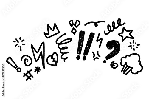 Doodle Style Expletive Speech Bubble Elements