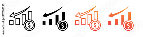 Crisis Economy Multi Style Icon Set Vector 