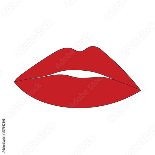 Beautiful woman lips with lipstick isolated on white background.