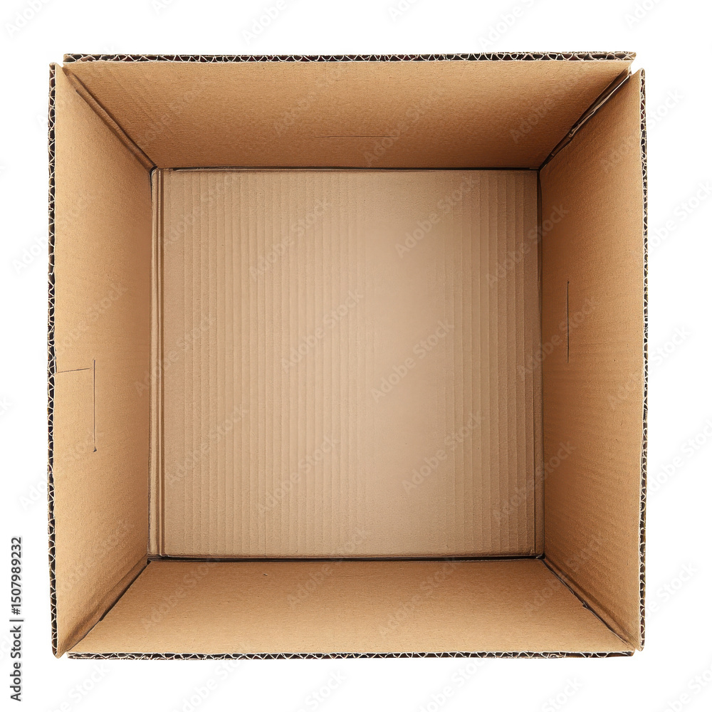 Fototapeta premium Empty cardboard box interior view isolated on transparent background