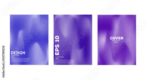A collection of soft and shiny pastel gradient eggplant purple wave backgrounds. Luxurious pastel color combination.