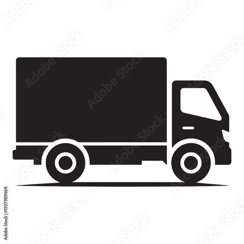Simple Black Silhouette of a Delivery Truck