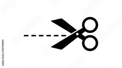 Scissor Cutting Icon with Dotted Line. Paper Snip Tool, Craft Shears, Trim Symbol Vector for UI Elements, Print Graphics, DIY and Editing Designs