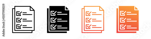 List Multi Style Icon Set Vector 