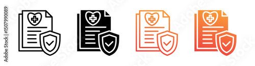 Medical Insurance Multi Style Icon Set Vector 
