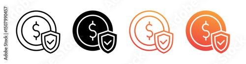 Financial Protection Multi Style Icon Set Vector 