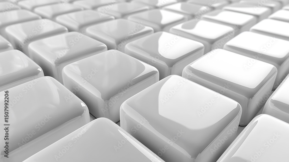 Abstract white geometric cubes shiny surface pattern seamless arrangement clean minimalist design 3d rendering Abstract white geometric cubes shiny surface pattern seamless arrangement clean minimalist design 3d rendering