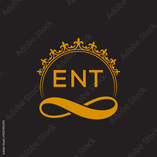Initial ENT Letter Linked Logo for business and company identity. Modern ENT Letter Logo Vector Template with modern trendy golden logo.
