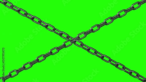Animation of Chains Crossing on green screen.