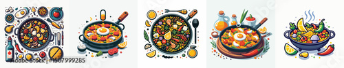 vector set of paella dishes