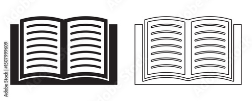 Book icon set, Book icon vector for web. Book icon vector solid and line style. 