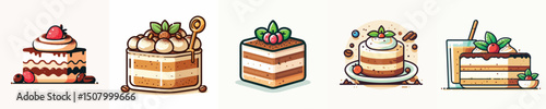 vector set of tiramisu dishes