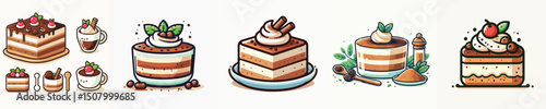 vector set of tiramisu dishes