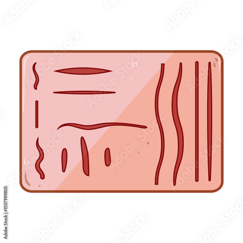 simulation suture practice pad cartoon vector illustration