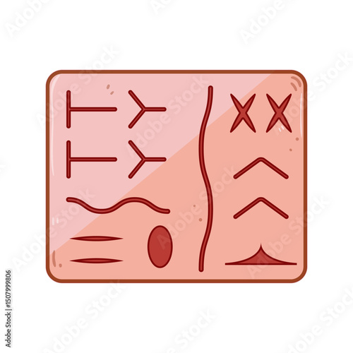 skills suture practice pad cartoon vector illustration