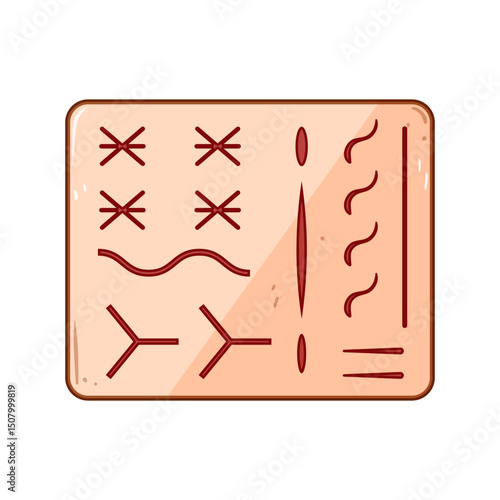 training suture practice pad cartoon vector illustration