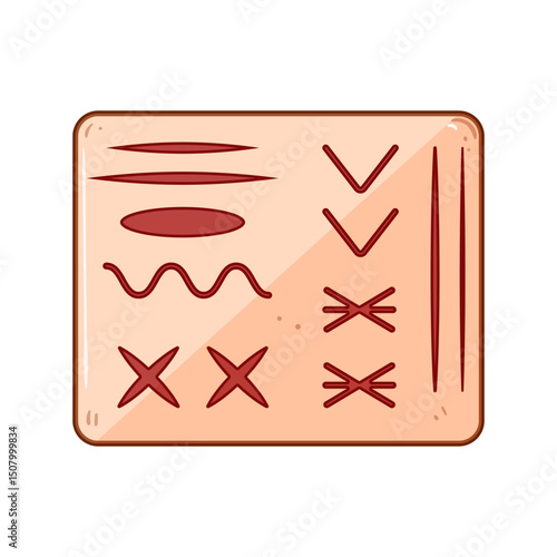 stitching suture practice pad cartoon vector illustration