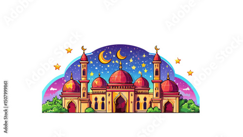 Mystical Islamic Night Sky Scene
