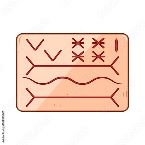 closure suture practice pad cartoon vector illustration
