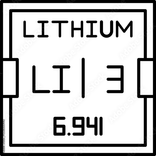 Lithium chemical element vector icon with atomic number and symbol, perfect for chemistry education, periodic table resources, science infographics, and STEM visuals