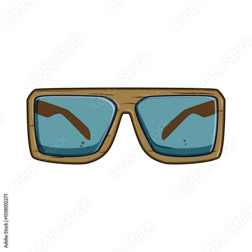 lightweight wooden sunglasses cartoon vector illustration