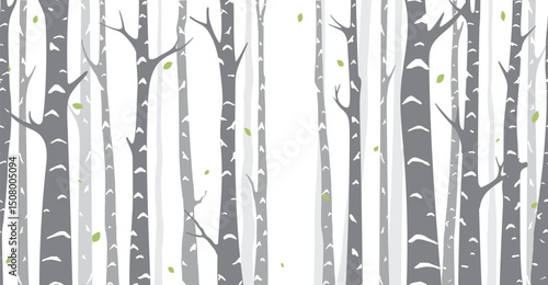 Birch Tree Silhouette seamless Background, illustration for nursery, wall, book cover, backdrop, greeting cards and Interior design for kids room