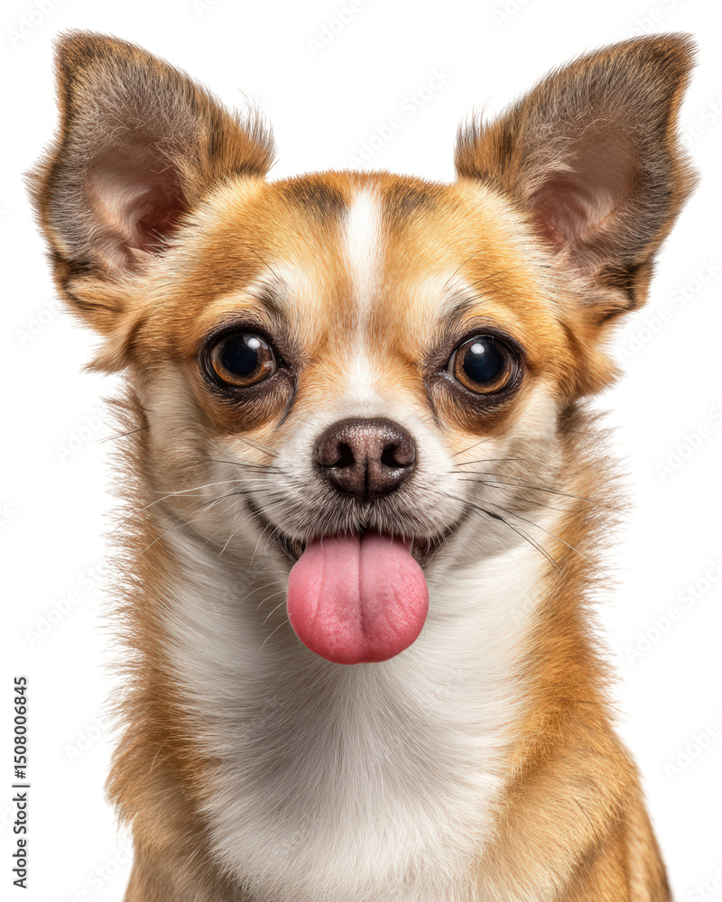 Photorealistic half body portrait of Chihuahua with playful expression, showcasing its distinctive features and vibrant fur. This charming dog exudes warmth and friendliness Photorealistic half body portrait of Chihuahua with playful expression, showcasing its distinctive features and vibrant fur. This charming dog exudes warmth and friendliness