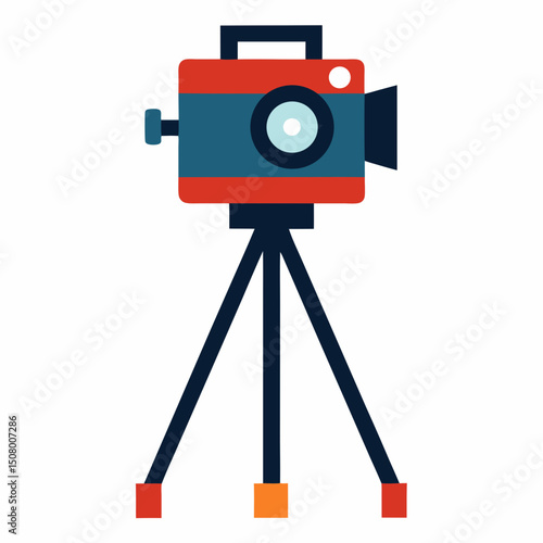 Photography vector design featuring a camera on a tripod. Great for Camera Day and studio setup artwork.