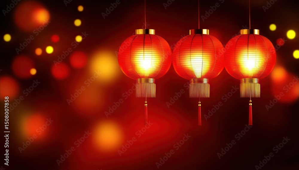 Festive red lanterns with bokeh Festive red lanterns with bokeh
