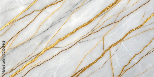 Elegant White Marble Texture with Golden Veins Luxury Stone Background