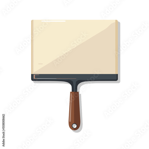 Vector Illustration of a Putty Knife or Spatula with Brown Handle and Cream Blade for Construction and Home Improvement