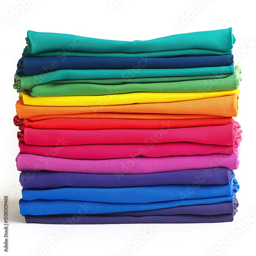 Vibrant Rainbow Stack of Colorful Fabrics A Spectrum of Hues for Textile Design