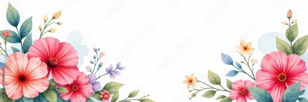 Fototapeta premium Vibrant watercolor floral designs, perfect for spring projects , flowers, background, graphic