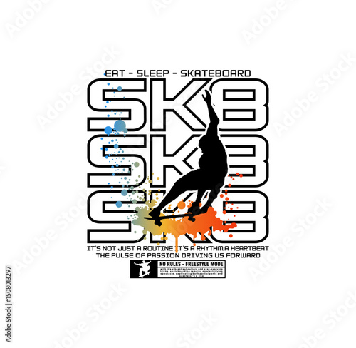 Eat - Sleep - Skateboarding  t-shirt design vector illustration
