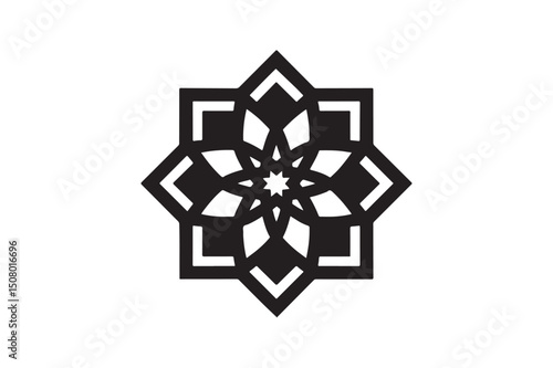 Islamic geometric patterns silhouette vector art illustration on white background