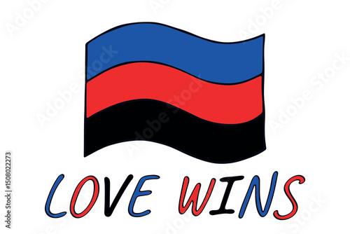 Colorful Polyamory pride flag Happy pride day LGBTQ community Pride Month Vector hand drawn doodle for posters, stickers, logo, cards