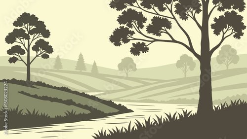 vector illustration of a peaceful landscape