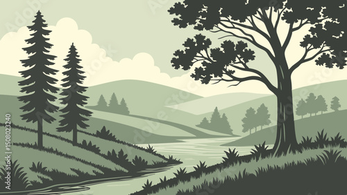 vector illustration of a peaceful landscape