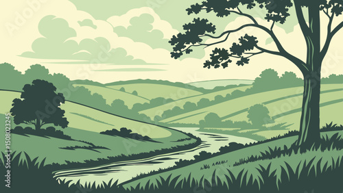vector illustration of a peaceful landscape