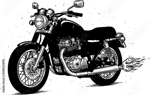 Vintage motorcycle vector silhouette. A vector image of a vintage motorcycle silhouette. Single layer black and white image. EPS 10 version.	